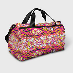 Спортивная сумка Розовый орнамент имитация ткань икат