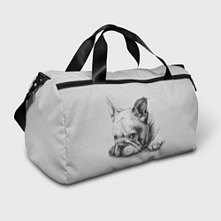 Спортивная сумка Французский бульдог чб рисунок на стене