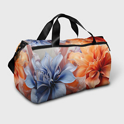 Спортивная сумка Голубой и оранжевый цветок