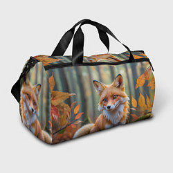 Сумки спортивные Портрет лисы в осеннем лесу, цвет: 3D-принт
