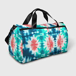 Спортивная сумка Тай дай разводы бирюзовые с коралловым и синим