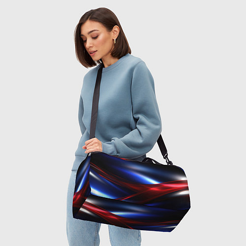 Спортивная сумка Темный синий фон с красным / 3D-принт – фото 4