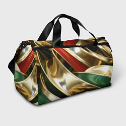 Спортивная сумка Золотая абстракция с зелеными и красными вставками