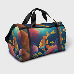 Сумки спортивные Оранжевые рыбки и кораллы под водой, цвет: 3D-принт