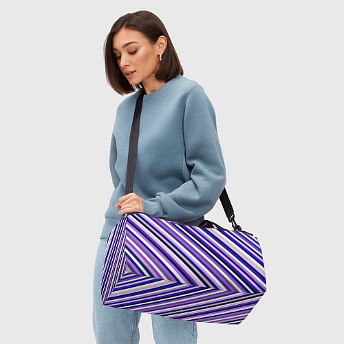 Спортивная сумка Полосы фиолетовые диагональ / 3D-принт – фото 4