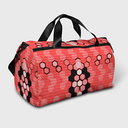 Спортивная сумка Красная кибер броня hexagons