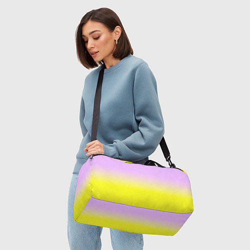 Спортивная сумка Бледно-розовый и ярко-желтый градиент / 3D-принт – фото 4