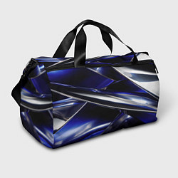 Спортивная сумка Синие и серебреные абстрактные полосы
