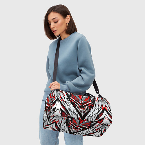 Спортивная сумка Агрессивный череп белый и красный / 3D-принт – фото 4