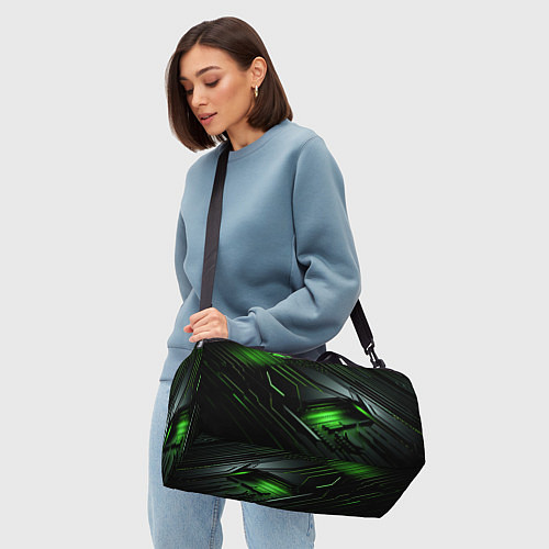 Спортивная сумка Металл и зеленый яркий неоновый свет / 3D-принт – фото 4