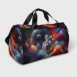 Спортивная сумка Космонавт далматинец в неоновой галактике
