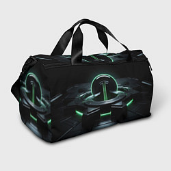 Спортивная сумка Футуристическая абстракция с зеленым неоновым свет