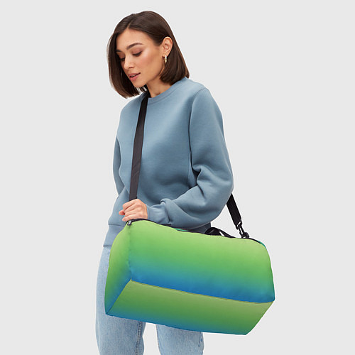 Спортивная сумка Градиент зелёно-голубой / 3D-принт – фото 4