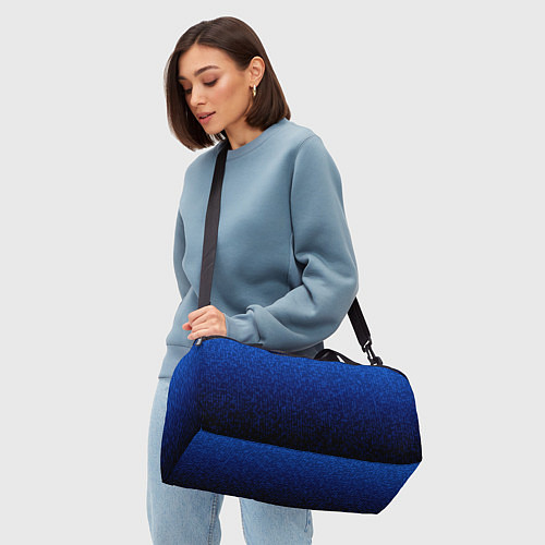 Спортивная сумка Градиент мелкая мозаика сине-чёрный / 3D-принт – фото 4