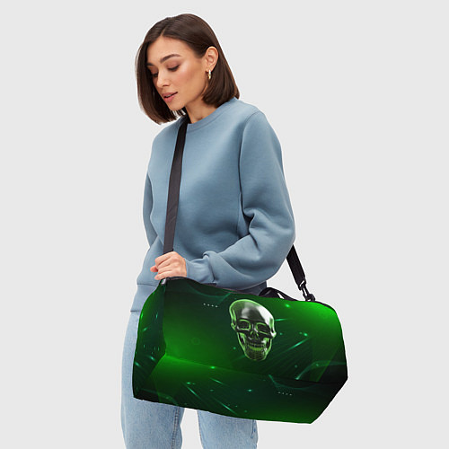 Спортивная сумка Череп на зеленом фоне / 3D-принт – фото 4