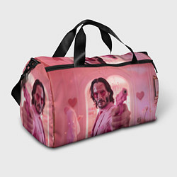 Спортивная сумка Джон Уик в розовых очках сердечках