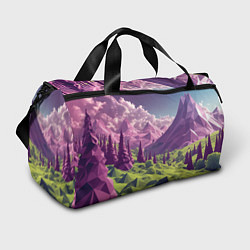 Спортивная сумка Геометрический зеленый пейзаж и фиолетовые горы