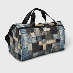 Спортивная сумка Заплатки пэчворк на джинсе