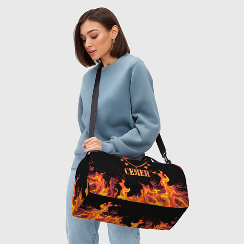 Спортивная сумка Семен - имя в огне / 3D-принт – фото 4