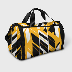 Сумки спортивные Black and yellow stripes on a white background, цвет: 3D-принт