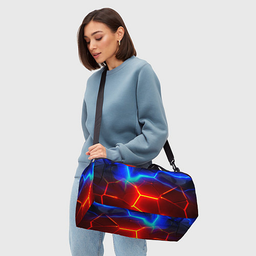 Спортивная сумка Красные плиты с ярким светом / 3D-принт – фото 4