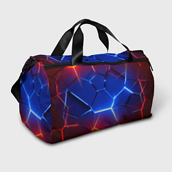 Сумки спортивные Красные и синие неоновые плиты в разломе, цвет: 3D-принт