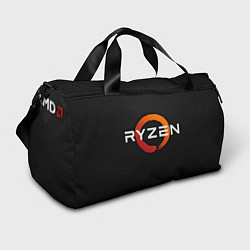 Сумки спортивные AMD ryzen logo carbon black, цвет: 3D-принт