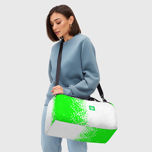 Спортивная сумка Xbox кислотные зеленые краски / 3D-принт – фото 4