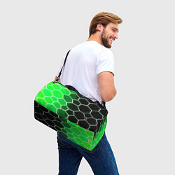 Сумки спортивные Белые шестиугольники на чёрно-зелёном фоне, цвет: 3D-принт — фото 2