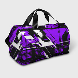 Спортивная сумка Diagonal black and white stripes on a purple backg