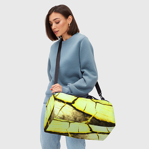 Спортивная сумка Трещины на абстрактном жёлтом фоне / 3D-принт – фото 4