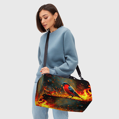 Спортивная сумка Снегирь в огне / 3D-принт – фото 4