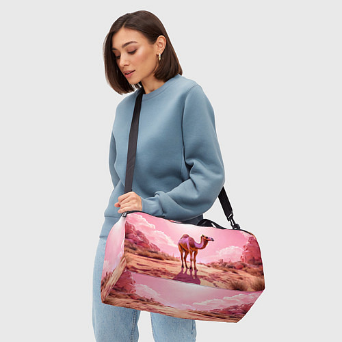 Спортивная сумка Верблюд в розовой пустыне / 3D-принт – фото 4