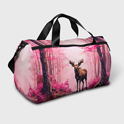 Спортивная сумка Лось в розовом лесу