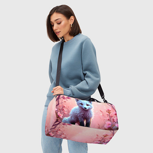 Спортивная сумка Песец в розовом лесу / 3D-принт – фото 4