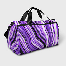 Сумки спортивные Волнистые вертикальные чёрно-фиолетовые полосы, цвет: 3D-принт