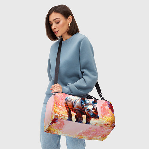 Спортивная сумка Носорог в розовом / 3D-принт – фото 4