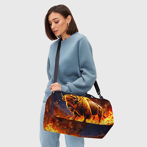 Спортивная сумка Бизон в огне / 3D-принт – фото 4