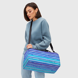 Сумки спортивные Морской сине-голубой абстрактные полосы, цвет: 3D-принт — фото 2