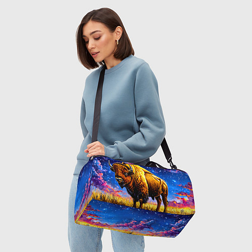 Спортивная сумка Бизон и звездная ночь / 3D-принт – фото 4