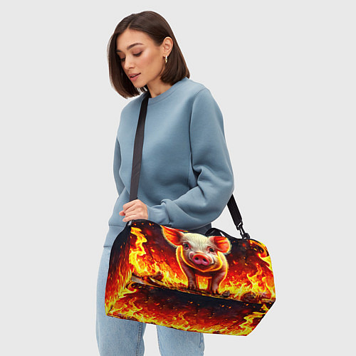 Спортивная сумка Свинка в огне / 3D-принт – фото 4