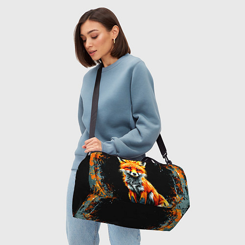Спортивная сумка Лиса на черном / 3D-принт – фото 4