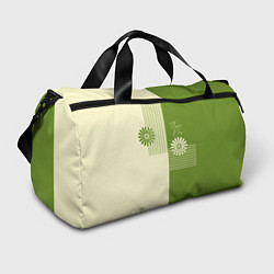 Спортивная сумка Полосы и лепестки на зеленом