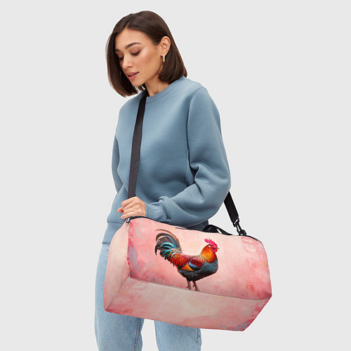 Спортивная сумка Петух на розовом / 3D-принт – фото 4