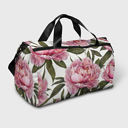Сумки спортивные Розовые пионы на белом, цвет: 3D-принт