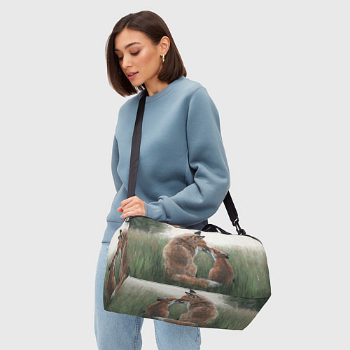 Спортивная сумка Лиса с лисёнком / 3D-принт – фото 4