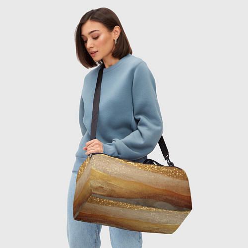 Спортивная сумка Бежевые блестяшки текстура / 3D-принт – фото 4