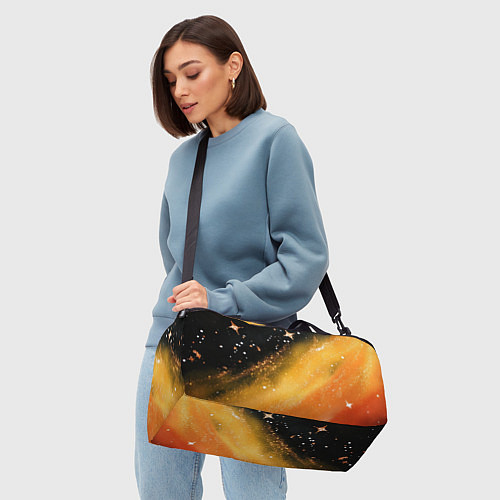 Спортивная сумка Черно-оранжевая блестящая текстура / 3D-принт – фото 4