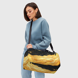 Сумки спортивные Золотистая материя на черном фоне, цвет: 3D-принт — фото 2