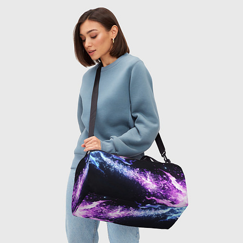Спортивная сумка Фиолетово-синяя абстрактная волна / 3D-принт – фото 4
